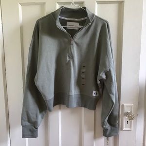 Calvin Klein zip up mock neck sweatshirt